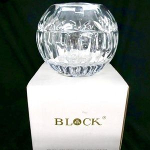 Vintage NIB Block Stamped Crystal Bowl Tulip Sunburst